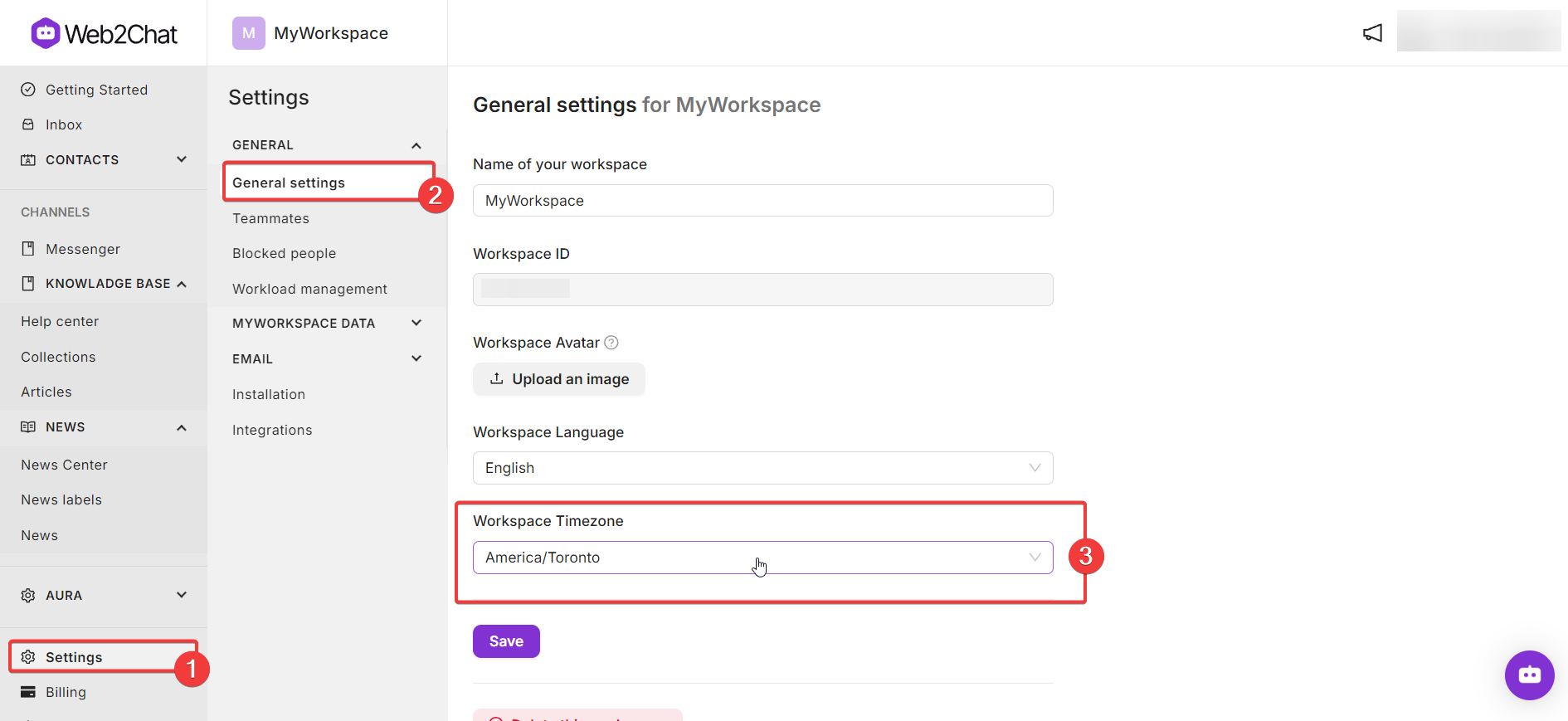 Your Workspace Settings | Web2Chat Help Center