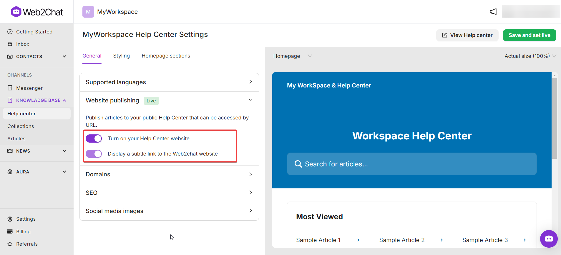 Get Started with the Help Center | Web2Chat Help Center