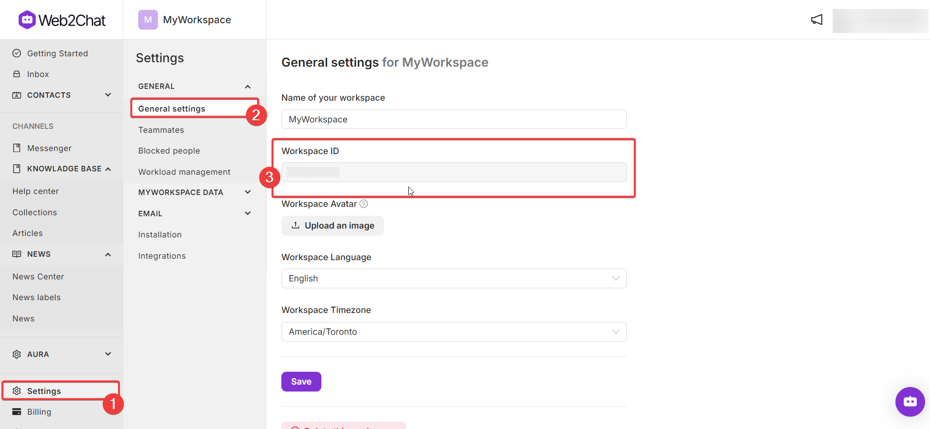 Your Workspace Settings | Web2Chat Help Center